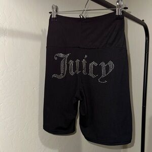 Juicy Couture Black Bike Shorts with Rhinestone Logo
